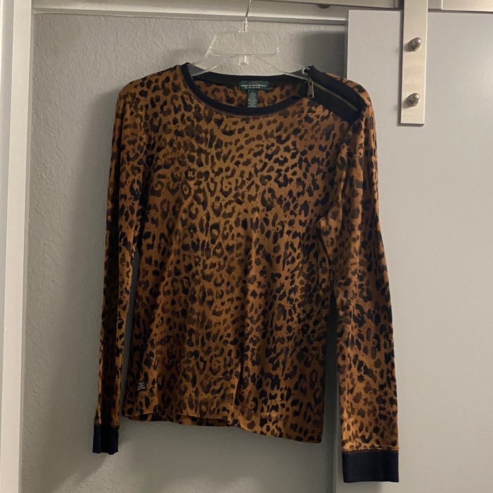 Ralph Lauren Animal Print Top with Black Trim
L